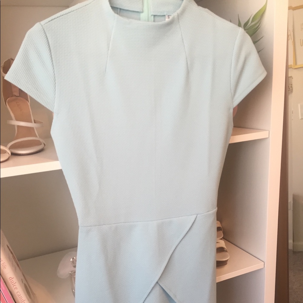 Baby Blue Short Sleeve Bodycon Dress- SHEin